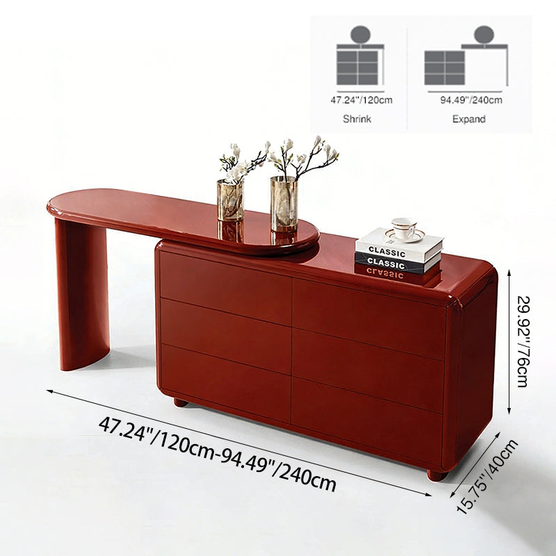 Stylish Red 6-Drawer Makeup Vanity - Nordic Design, Durable MDF & Solid Wood Particle Board For Bedroom Lumendat