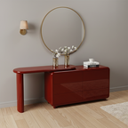 Stylish Red 6-Drawer Makeup Vanity - Nordic Design, Durable MDF & Solid Wood Particle Board For Bedroom Lumendat
