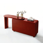 Stylish Red 6-Drawer Makeup Vanity - Nordic Design, Durable MDF & Solid Wood Particle Board For Bedroom Lumendat