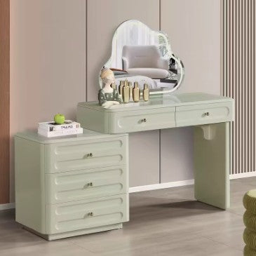 Adjustable & Sturdy Makeup Vanity - Nordic Style, White Sturdy MDF & Solid Wood Particle Board With 5 Drawers For Bedroom Lumendat