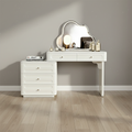 Adjustable & Sturdy Makeup Vanity - Nordic Style, White Sturdy MDF & Solid Wood Particle Board With 5 Drawers For Bedroom Lumendat