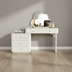 Adjustable & Sturdy Makeup Vanity - Nordic Style, White Sturdy MDF & Solid Wood Particle Board With 5 Drawers For Bedroom Lumendat
