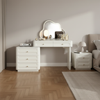 Adjustable & Sturdy Makeup Vanity - Nordic Style, White Sturdy MDF & Solid Wood Particle Board With 5 Drawers For Bedroom Lumendat