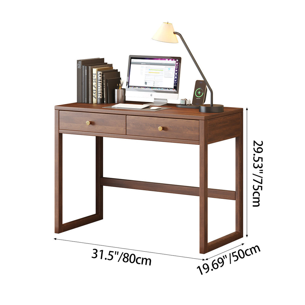Modern Minimalist Rubberwood Rectangular Desks 1/2-Drawer For Home Office