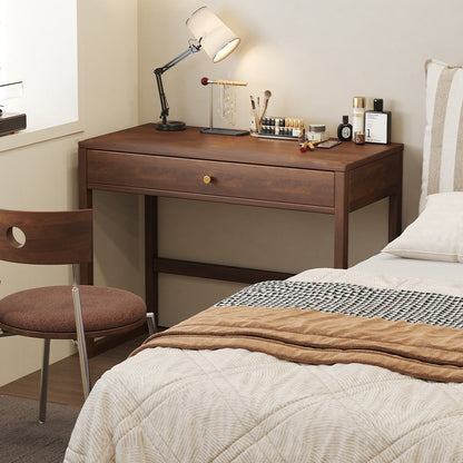 Modern Minimalist Rubberwood Rectangular Desks 1/2-Drawer For Home Office