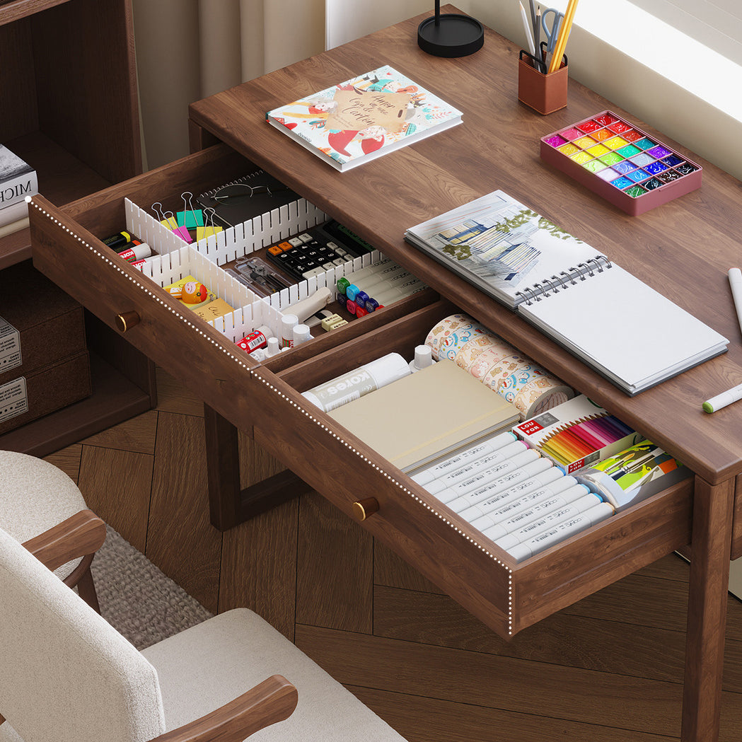 Modern Minimalist Rubberwood Rectangular Desks 1/2-Drawer For Home Office