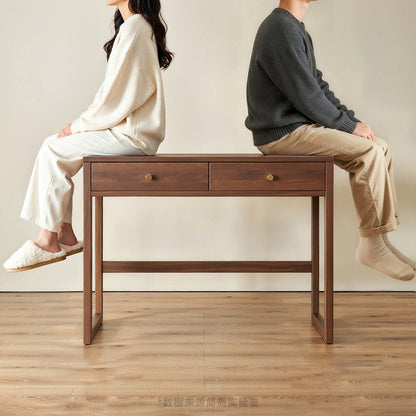 Modern Minimalist Rubberwood Rectangular Desks 1/2-Drawer For Home Office