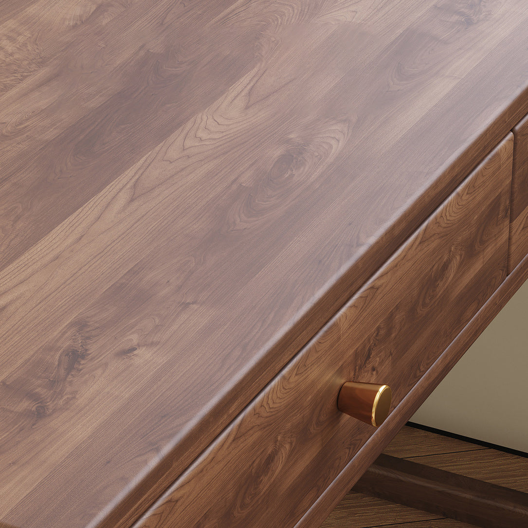 Modern Minimalist Rubberwood Rectangular Desks 1/2-Drawer For Home Office