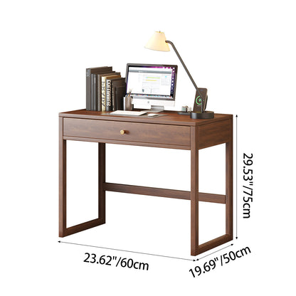 Modern Minimalist Rubberwood Rectangular Desks 1/2-Drawer For Home Office