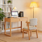 Modern Minimalist Rubberwood Rectangular Desks 1/2-Drawer For Home Office DFM-F
