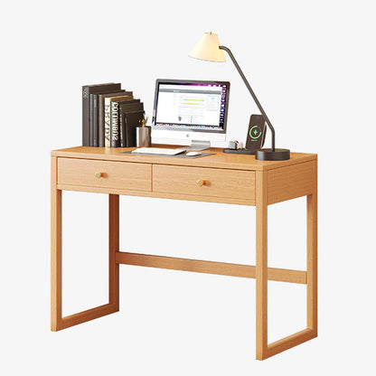 Modern Minimalist Rubberwood Rectangular Desks 1/2-Drawer For Home Office