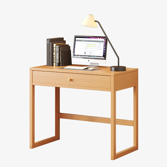 Modern Minimalist Rubberwood Rectangular Desks 1/2-Drawer For Home Office