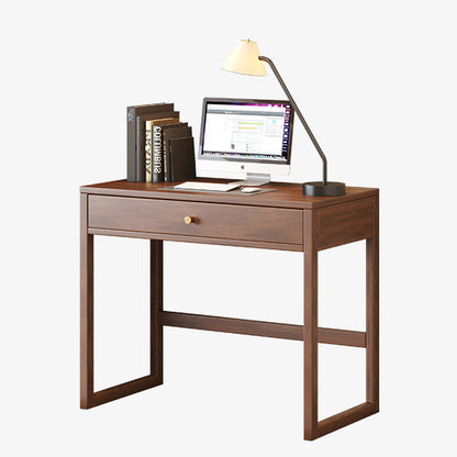 Modern Minimalist Rubberwood Rectangular Desks 1/2-Drawer For Home Office