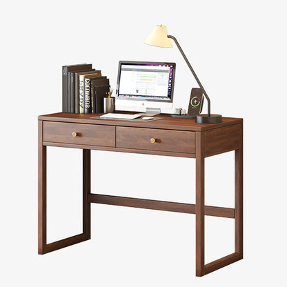 Modern Minimalist Rubberwood Rectangular Desks 1/2-Drawer For Home Office