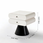 Contemporary Tapered Legs & Curved Edges Nightstand - Nordic Stylish Black And White Bedside Table With 2 Drawers For Bedroom Lumendat
