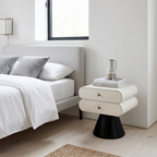 Contemporary Tapered Legs & Curved Edges Nightstand - Nordic Stylish Black And White Bedside Table With 2 Drawers For Bedroom Lumendat