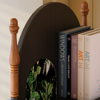 Rustic Study Solid Ash Wood Corner Shelf Unit - French Bookshelf With 4/6-Tier Storage With Velvet Accents, Room Divider For Living Room Lumendat