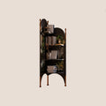 Rustic Study Solid Ash Wood Corner Shelf Unit - French Bookshelf With 4/6-Tier Storage With Velvet Accents, Room Divider For Living Room Lumendat