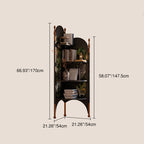 Rustic Study Solid Ash Wood Corner Shelf Unit - French Bookshelf With 4/6-Tier Storage With Velvet Accents, Room Divider For Living Room Lumendat