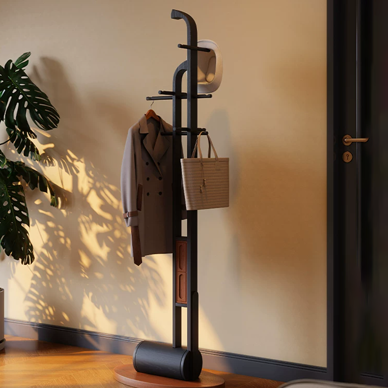 Solid Ash Wood Erhu-Shaped Design Hall Tree - Retro Coat Rack With Smooth Hooks And Strong Load Capacity Lumendat