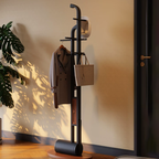 Solid Ash Wood Erhu-Shaped Design Hall Tree - Retro Coat Rack With Smooth Hooks And Strong Load Capacity Lumendat