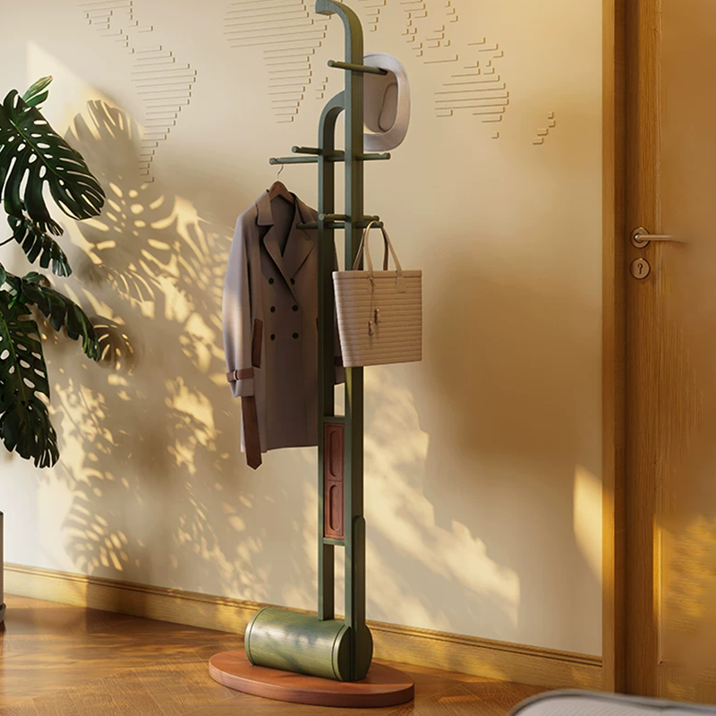 Solid Ash Wood Erhu-Shaped Design Hall Tree - Retro Coat Rack With Smooth Hooks And Strong Load Capacity Lumendat