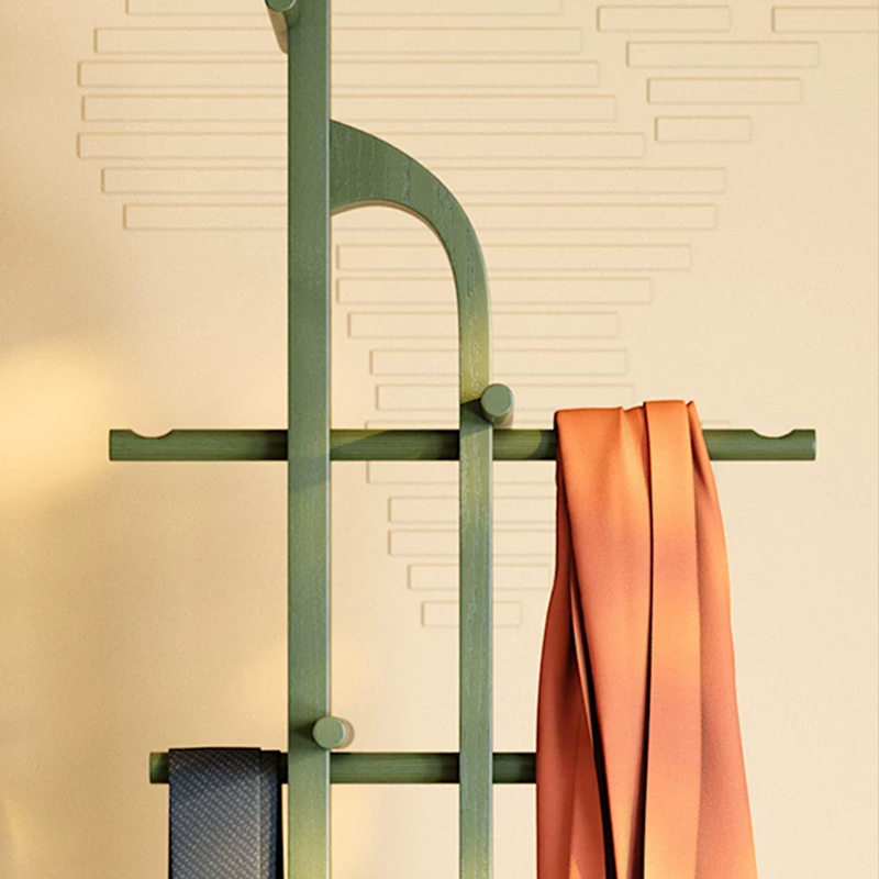 Solid Ash Wood Erhu-Shaped Design Hall Tree - Retro Coat Rack With Smooth Hooks And Strong Load Capacity Lumendat
