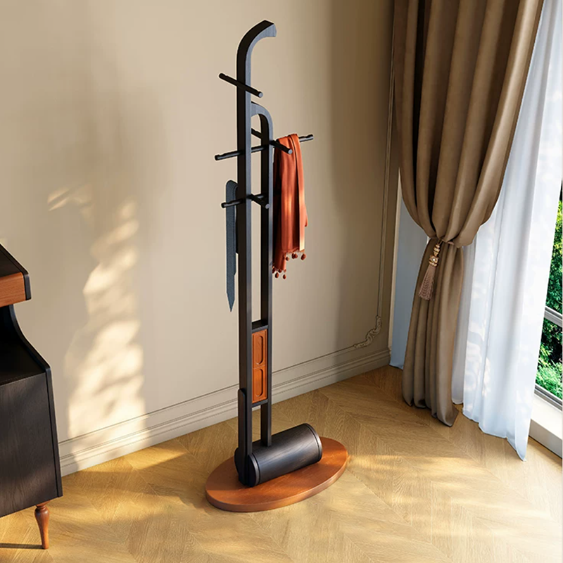 Solid Ash Wood Erhu-Shaped Design Hall Tree - Retro Coat Rack With Smooth Hooks And Strong Load Capacity Lumendat