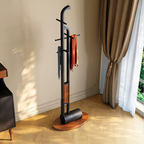 Solid Ash Wood Erhu-Shaped Design Hall Tree - Retro Coat Rack With Smooth Hooks And Strong Load Capacity Lumendat