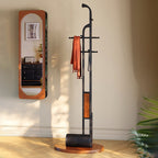 Solid Ash Wood Erhu-Shaped Design Hall Tree - Retro Coat Rack With Smooth Hooks And Strong Load Capacity Lumendat