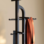 Solid Ash Wood Erhu-Shaped Design Hall Tree - Retro Coat Rack With Smooth Hooks And Strong Load Capacity Lumendat