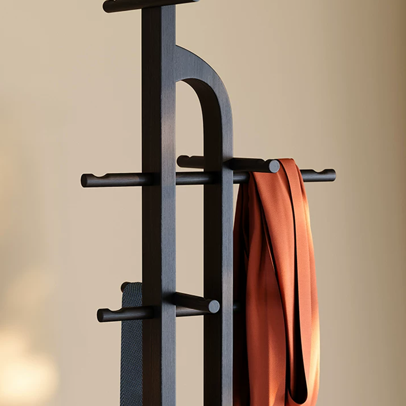 Solid Ash Wood Erhu-Shaped Design Hall Tree - Retro Coat Rack With Smooth Hooks And Strong Load Capacity Lumendat