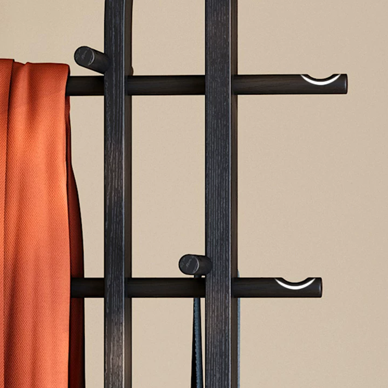 Solid Ash Wood Erhu-Shaped Design Hall Tree - Retro Coat Rack With Smooth Hooks And Strong Load Capacity Lumendat
