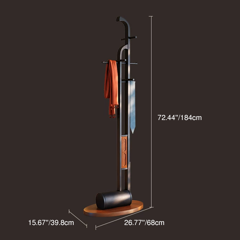 Solid Ash Wood Erhu-Shaped Design Hall Tree - Retro Coat Rack With Smooth Hooks And Strong Load Capacity Lumendat