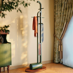 Solid Ash Wood Erhu-Shaped Design Hall Tree - Retro Coat Rack With Smooth Hooks And Strong Load Capacity Lumendat