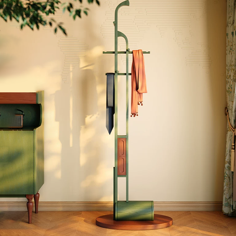 Solid Ash Wood Erhu-Shaped Design Hall Tree - Retro Coat Rack With Smooth Hooks And Strong Load Capacity Lumendat