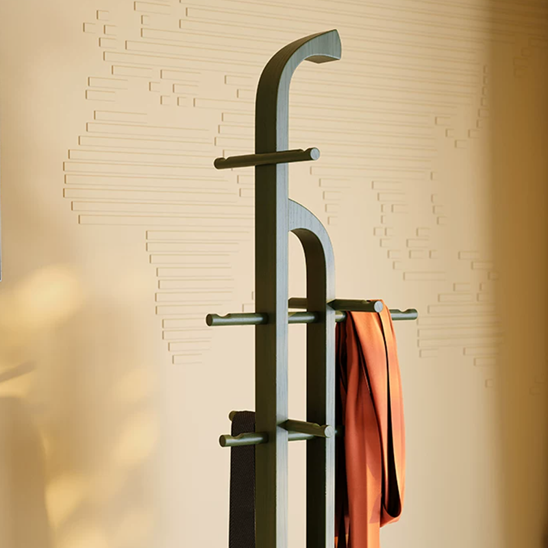 Solid Ash Wood Erhu-Shaped Design Hall Tree - Retro Coat Rack With Smooth Hooks And Strong Load Capacity Lumendat