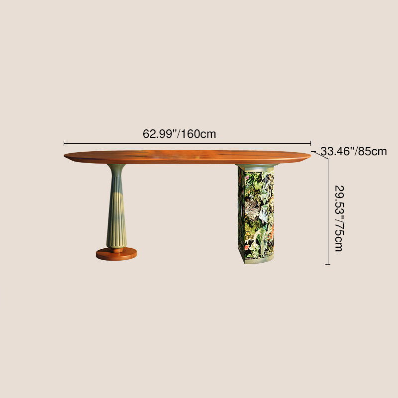Premium Small Space Friendly Ash Wood Dining Table - French Oval Table With Thick Solid Top, Anti-Collision Rounded Corners, Durable For 6 Seats Lumendat