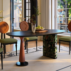 Premium Small Space Friendly Ash Wood Dining Table - French Oval Table With Thick Solid Top, Anti-Collision Rounded Corners, Durable For 6 Seats Lumendat