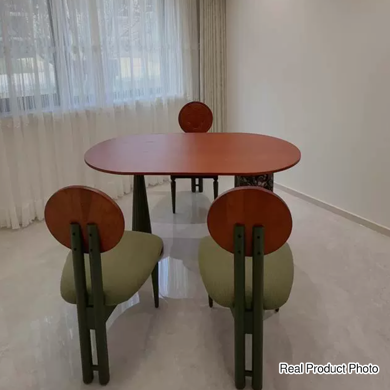 Premium Small Space Friendly Ash Wood Dining Table - French Oval Table With Thick Solid Top, Anti-Collision Rounded Corners, Durable For 6 Seats Lumendat