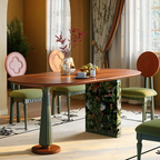 Premium Small Space Friendly Ash Wood Dining Table - French Oval Table With Thick Solid Top, Anti-Collision Rounded Corners, Durable For 6 Seats Lumendat