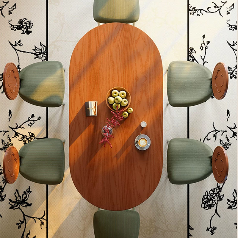 Premium Small Space Friendly Ash Wood Dining Table - French Oval Table With Thick Solid Top, Anti-Collision Rounded Corners, Durable For 6 Seats Lumendat