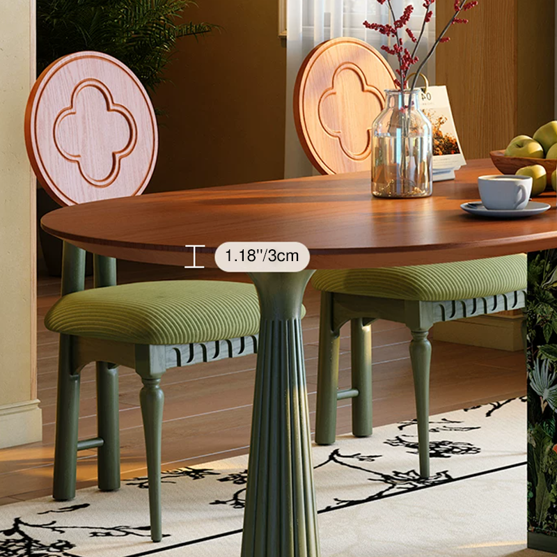 Premium Small Space Friendly Ash Wood Dining Table - French Oval Table With Thick Solid Top, Anti-Collision Rounded Corners, Durable For 6 Seats Lumendat