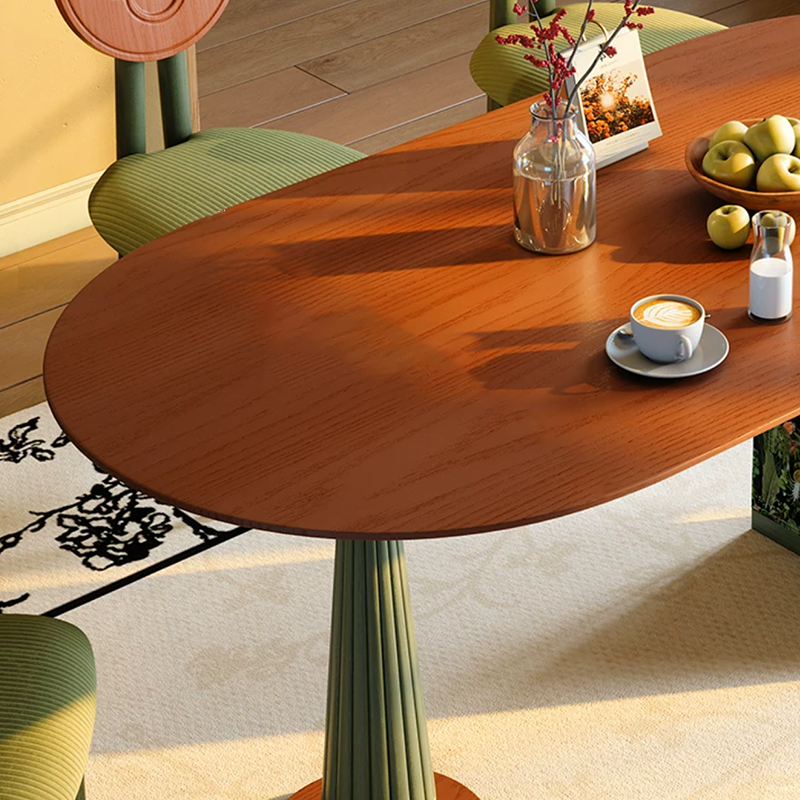 Premium Small Space Friendly Ash Wood Dining Table - French Oval Table With Thick Solid Top, Anti-Collision Rounded Corners, Durable For 6 Seats Lumendat
