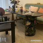 Premium Small Space Friendly Ash Wood Dining Table - French Oval Table With Thick Solid Top, Anti-Collision Rounded Corners, Durable For 6 Seats Lumendat