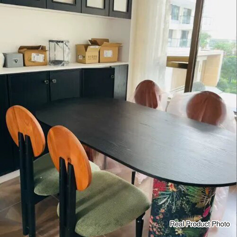 Premium Small Space Friendly Ash Wood Dining Table - French Oval Table With Thick Solid Top, Anti-Collision Rounded Corners, Durable For 6 Seats Lumendat