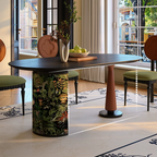 Premium Small Space Friendly Ash Wood Dining Table - French Oval Table With Thick Solid Top, Anti-Collision Rounded Corners, Durable For 6 Seats Lumendat