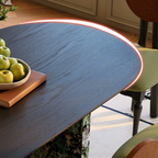 Premium Small Space Friendly Ash Wood Dining Table - French Oval Table With Thick Solid Top, Anti-Collision Rounded Corners, Durable For 6 Seats Lumendat