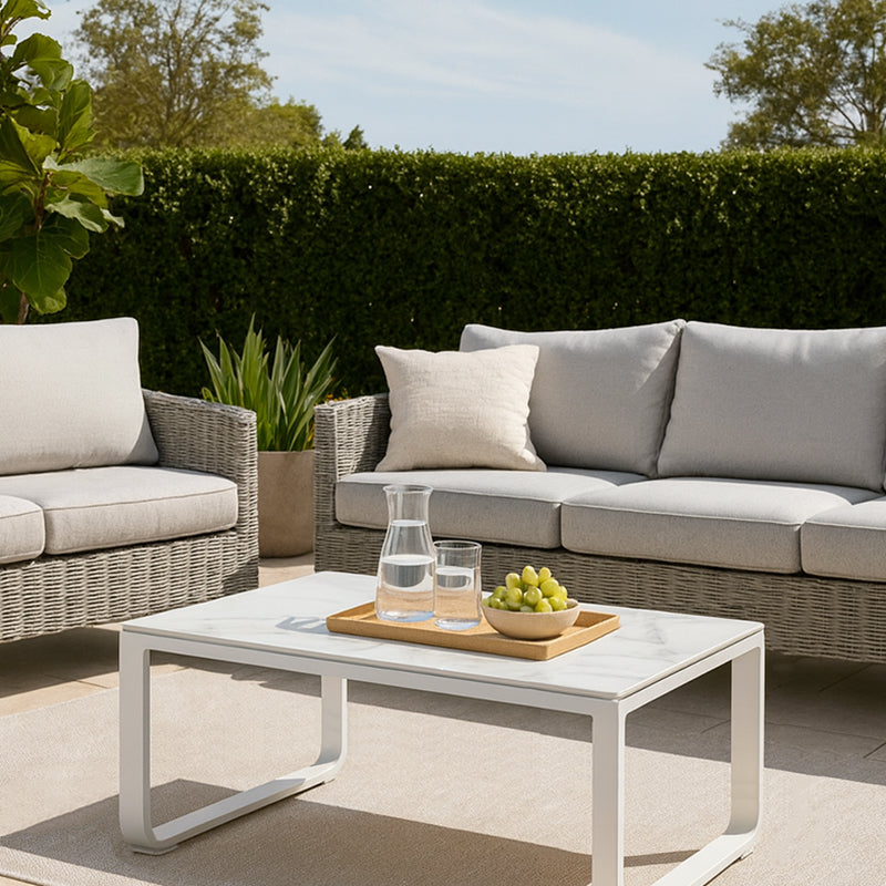 Rust-Resistant Rectangular Outdoor Coffee Table - 1-Tier Spacious Design For Balcony & Garden Lumendat