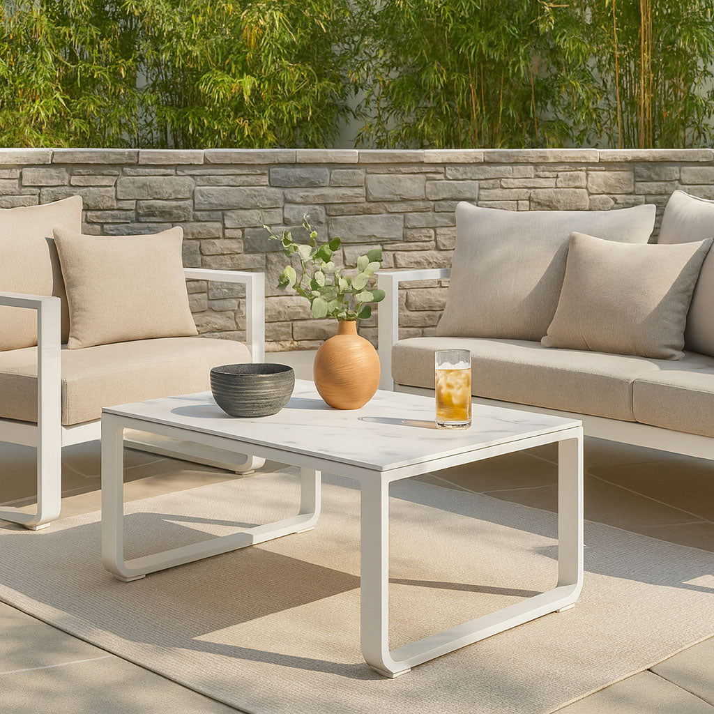 Rust-Resistant Rectangular Outdoor Coffee Table - 1-Tier Spacious Design For Balcony & Garden Lumendat